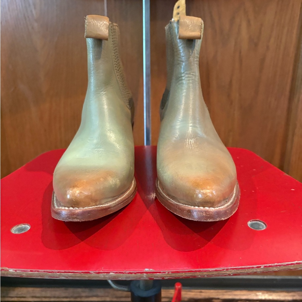 Green Leather Ankle Boots